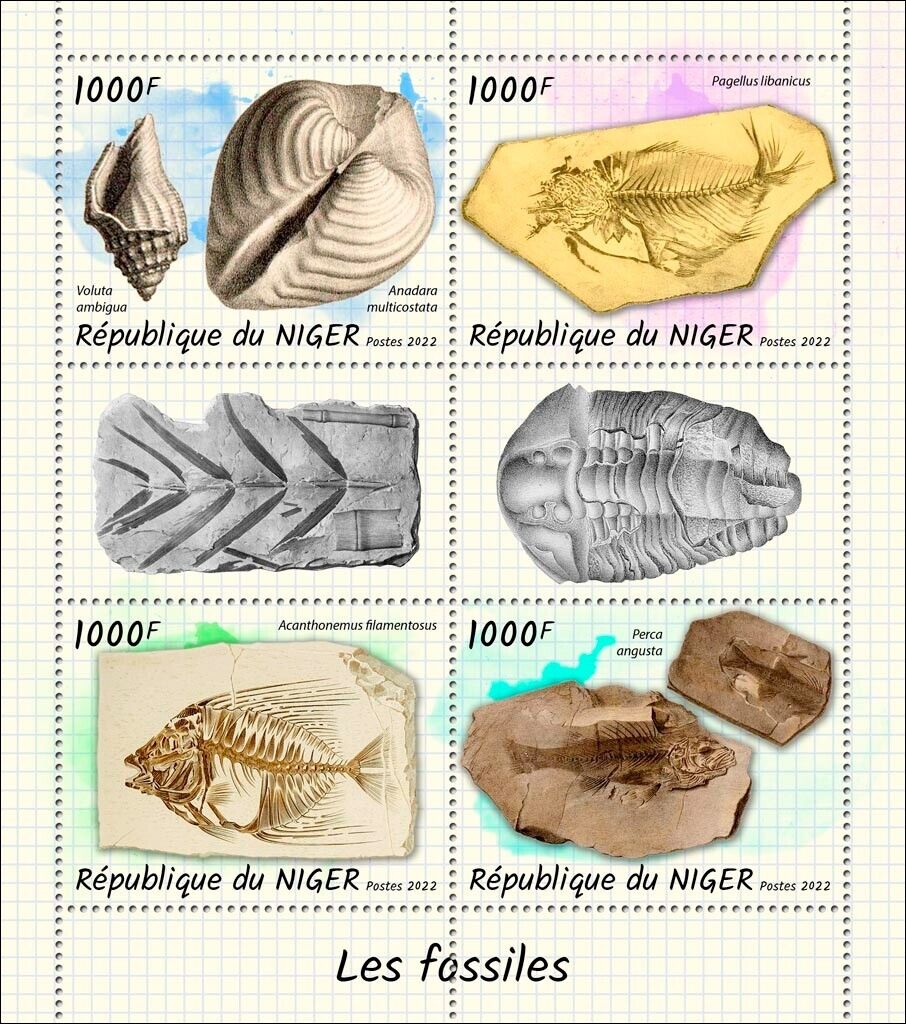 Niger Stamps 2022 Mnh Fossils Sheet 4 Stamps