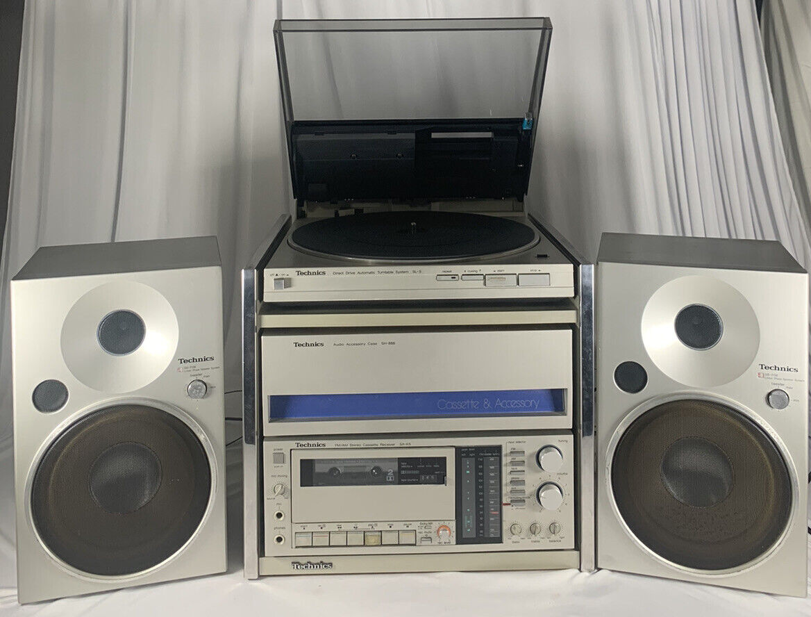 Vintage Technics Rack Stereo System Turntable, Cassette,tuner,acc Storage,rack