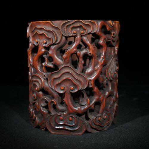 Chinese Natural Bamboo Handcarved Exquisite Brush Pot 17610